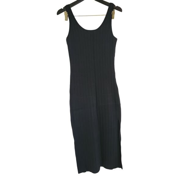 Abercrombie and Fitch Black Ribbed Midi Dress SZ L - Picture 4 of 7